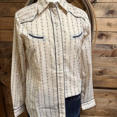 Womens Roper Retro L/S Pearl Snap  Blue Floral