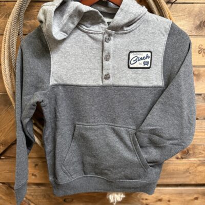 Boys Cinch Hoodie W/Pockets Charcoal Patch