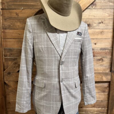 Mens Rock&Roll Sport Coat Taupe Plaid