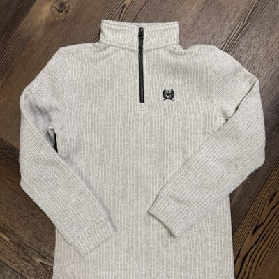 Boys Cinch 1/4 Zip Knitted Pullover Grey/White