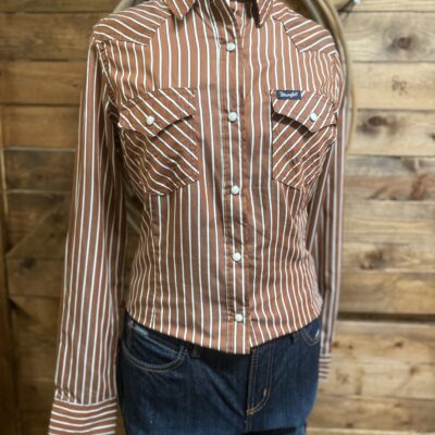 Womens Wrangler Retro L/S Pearl Snap Rust