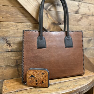 Juan Antonio Square Bison/Tooled Leather Shoulder Bag