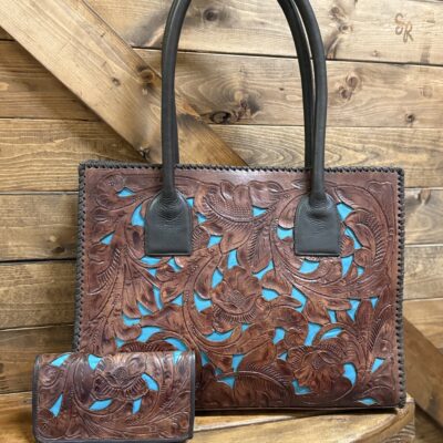 Juan Antonio Brown/Turq Tooled Leather Shoulder Bag