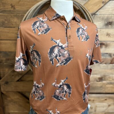 Mens Kimes S/S Winning Polo Bucking Horse Print
