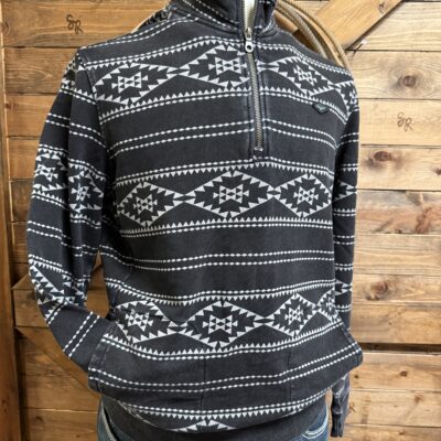 Mens Kimes Crupper 1/4 Zip Pullover Black Aztec