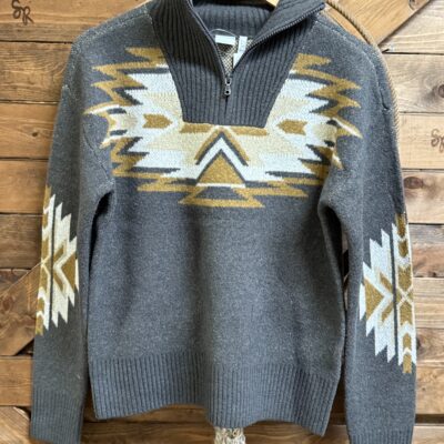 Womens Cinch 1/4 Zip Aztec Woven Sweater Charcoal
