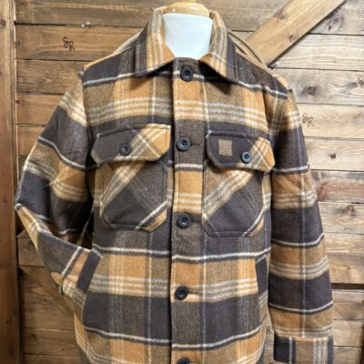Mens Kimes Marquette Wool Jacket Brown Plaid
