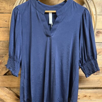 Womens Dear Scarlett 3/4 Sleeve Blouse Navy