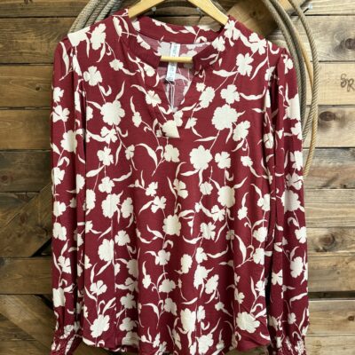 Womens Dear Scarlett L/S Blouse Wine Floral