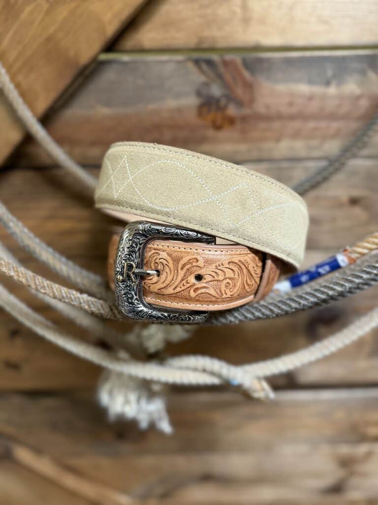 Mens R.Watson Sand Roughout Belt - Saddle Rags