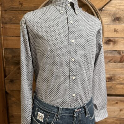 Mens Stetson L/S Button Down Grey Diamond