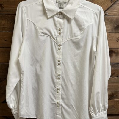 Womens Ariat Jolie Pearl Snap L/S Blouse White
