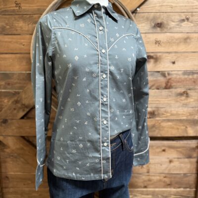 Womens Outback L/S Pearl Snap Cattle Brands
