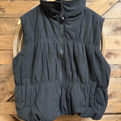Womens Grace+Emma Reversible Zip Up Vest Blk/Blk-White
