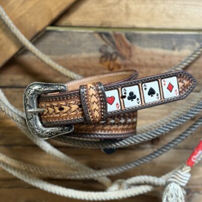 Mens Challenger Basketweave/Aces Leather Belt
