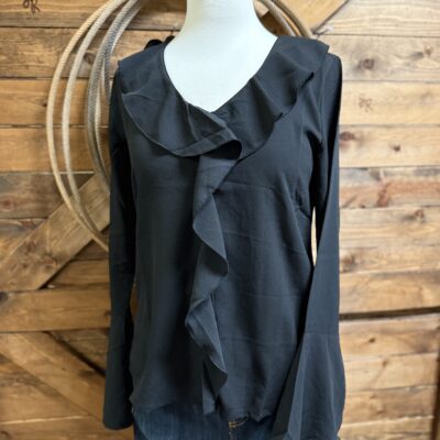 Womens Roper Ruffled L/S Blouse Black