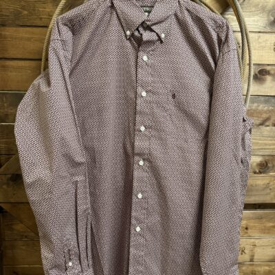 Mens Stetson L/S Button Down White/Red Multi Print