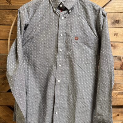 Mens Panhandle Slim L/S Button Down Grey/Maroon Print