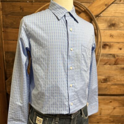 Mens Wrangler/CoJo L/S Button Down Blue/White Plaid