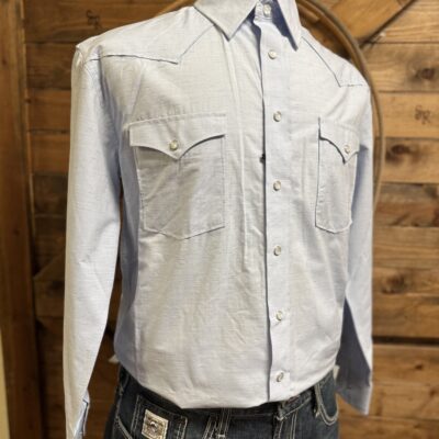 Mens Panhandle Slim L/S Pearl Snap Blue Print