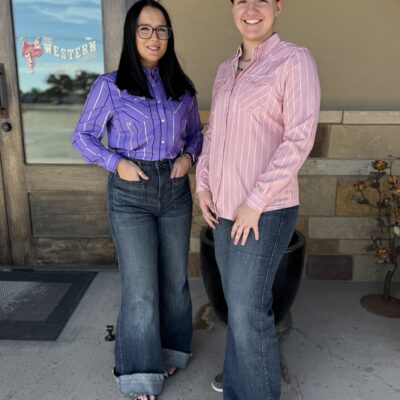 Womens Breakaway L/S Pearl Snap Performance Shirt Pink Stripe