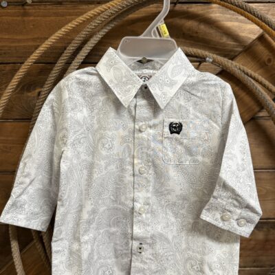 Boys Cinch Toddler L/S Buttons Down Grey/White Paisley