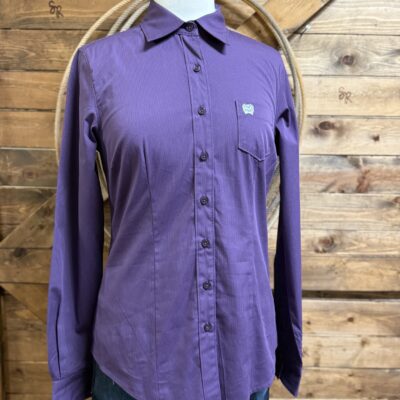 Womens Cinch L/S Button Down Purple Stripe
