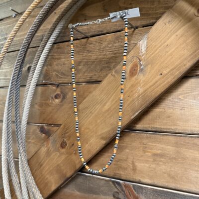 Navajo Pearl Fluted Saucer and Orange Spiny Oyster Necklace