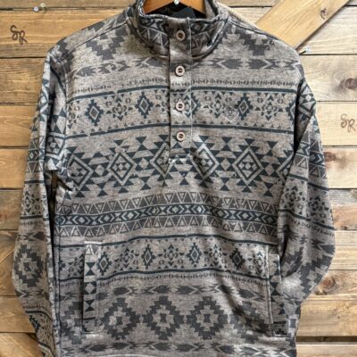Mens Ariat 1/4 Button Caldwell Pullover Beige Aztec