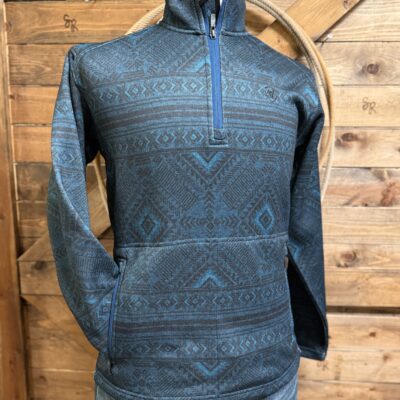Mens Ariat 1/4 Zip Caldwell Pullover Teal Southwest