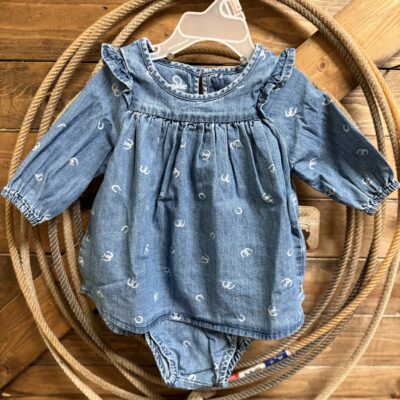 Baby Girl Wrangler Trapeze Dress Denim Horse Shoes