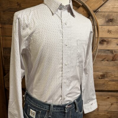 Mens Wrangler CoJo Classic L/S Button Down White Fig