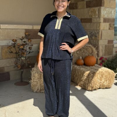 Womens Layerz Shimmer Pants Navy