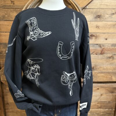 Womens Wrangler Retro Punchy Crew Neck Sweatshirt Black