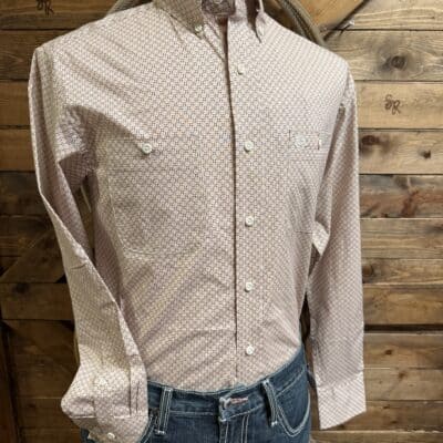 Mens Wrangler George Strait Classic L/S Button Down Warm Brown
