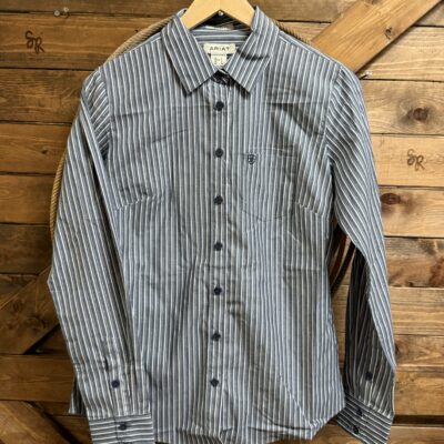 Womens Ariat L/S Kirby Button Down Blue/Silver Stripe