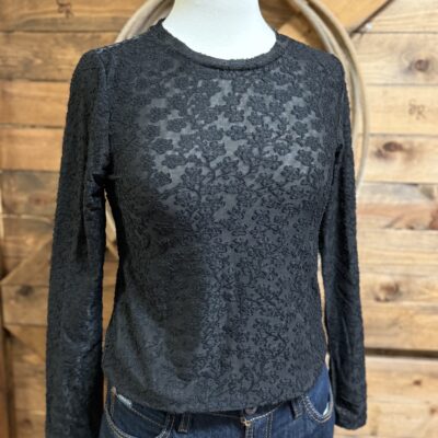Womens Dylan L/S Mesh Tee Black Floral