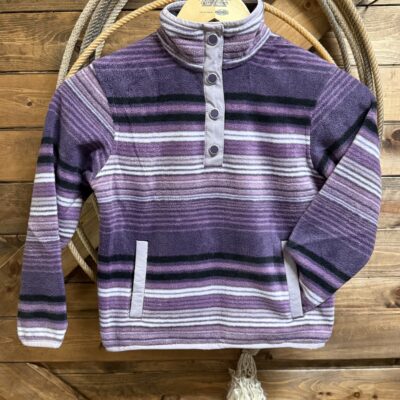 Girls Cruel Girls 1/4 Button Fleece Pullover Purple Stripe