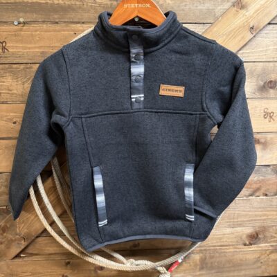 Boys Cinch 1/4 Button Pullover Charcoal Stripe