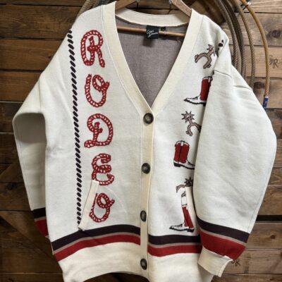 Womens Cruel Denim Rodeo Knit Cardigan Cream/Red