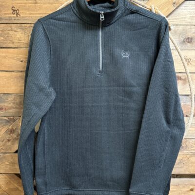 Mens Cinch 1/4 Zip Knitted Pullover Black