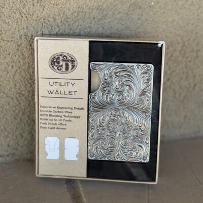 3D Mens Smart Wallet Silver Scrolled