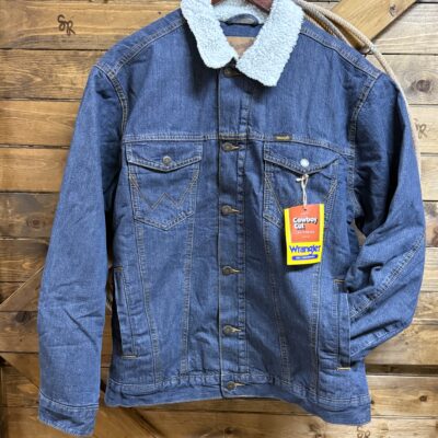 Mens Wrangler Denim Sherpa Button Down Jacket