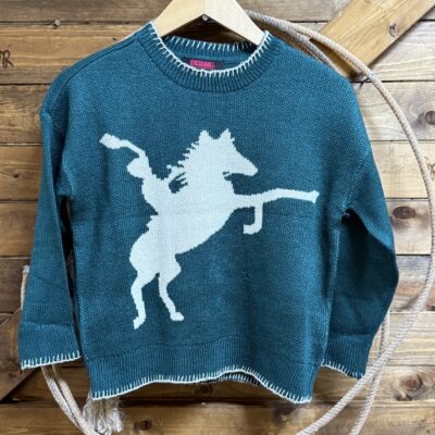 Girls Rock&Roll Horse Rider Sweater Teal