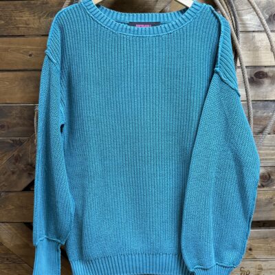 Womens Rock&Roll Seamed Knit Sweater Turquoise