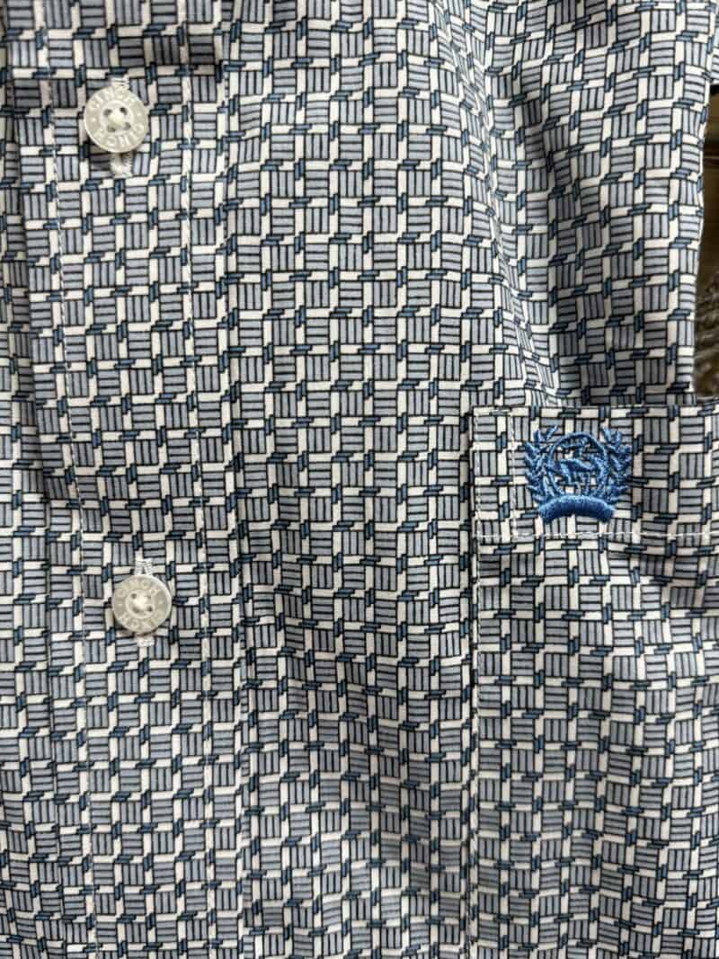 Mens Cinch Classic L/S Button Down Blue/White Square Print - Saddle Rags