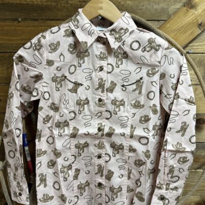 Girls Cruel Girls L/S Pearl Snap Shirt Pink Cowgirl