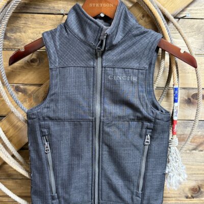 Boys Cinch Bonded Vest Brown Herringbone