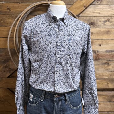Mens Cinch Modern Fit L/S Button Down Grey/Blue Paisley