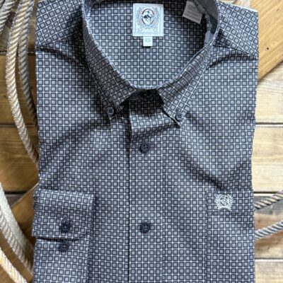 Mens Cinch Classic L/S Button Down Brown Print